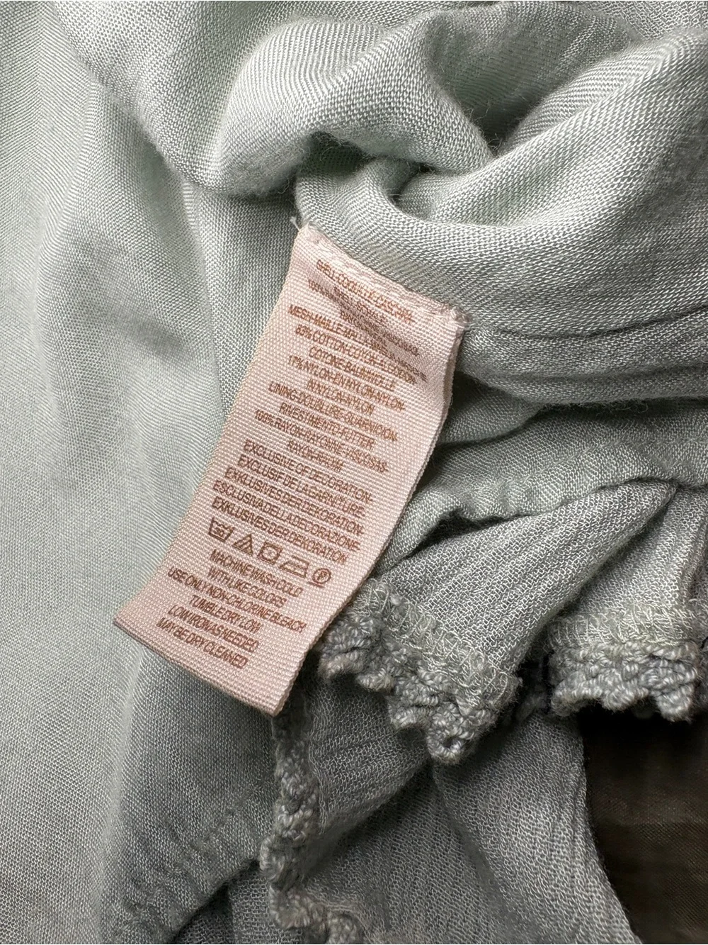 Free People Mojave Embroidered Sage Long-Sleeve Babydoll Dress. Callout